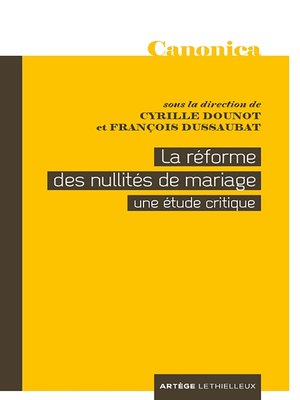 cover image of La réforme des nullités de mariage